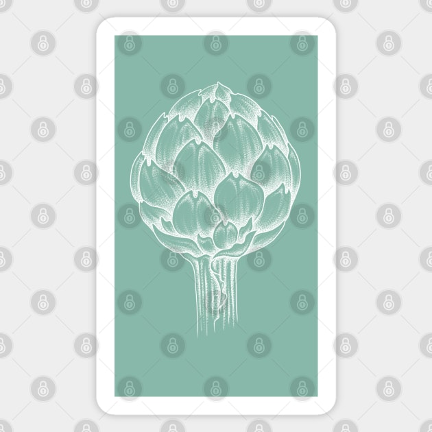 Artichoke white linework Sticker by norakamuy